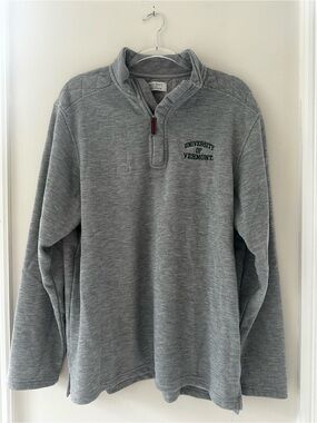 UVM Gray Men's Quarter-Zip Pullover with Subtle Chest Embroidery